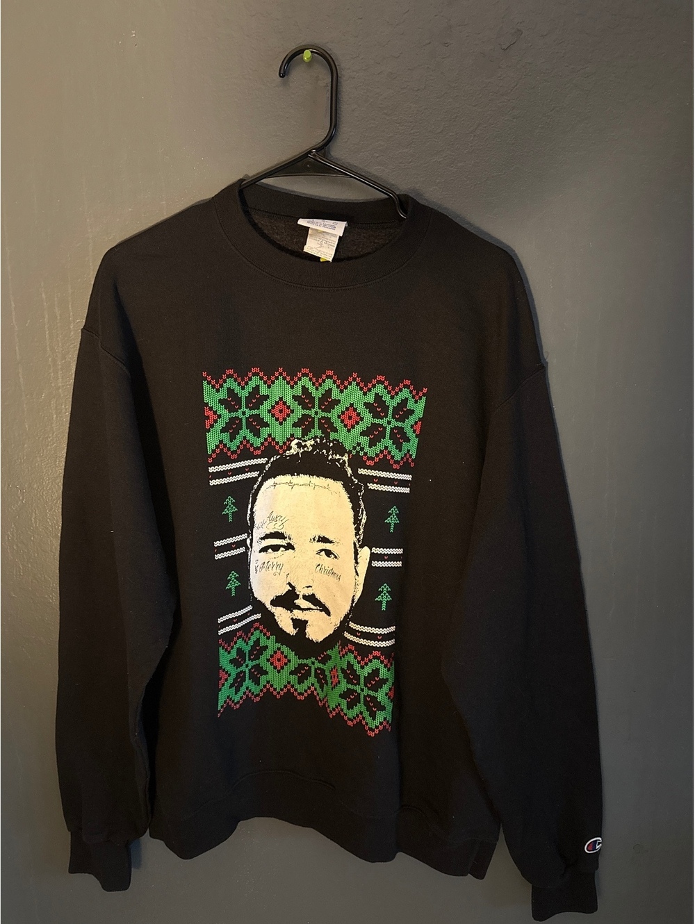 Champion Black Post Malone Holiday Sweatshirt - Large